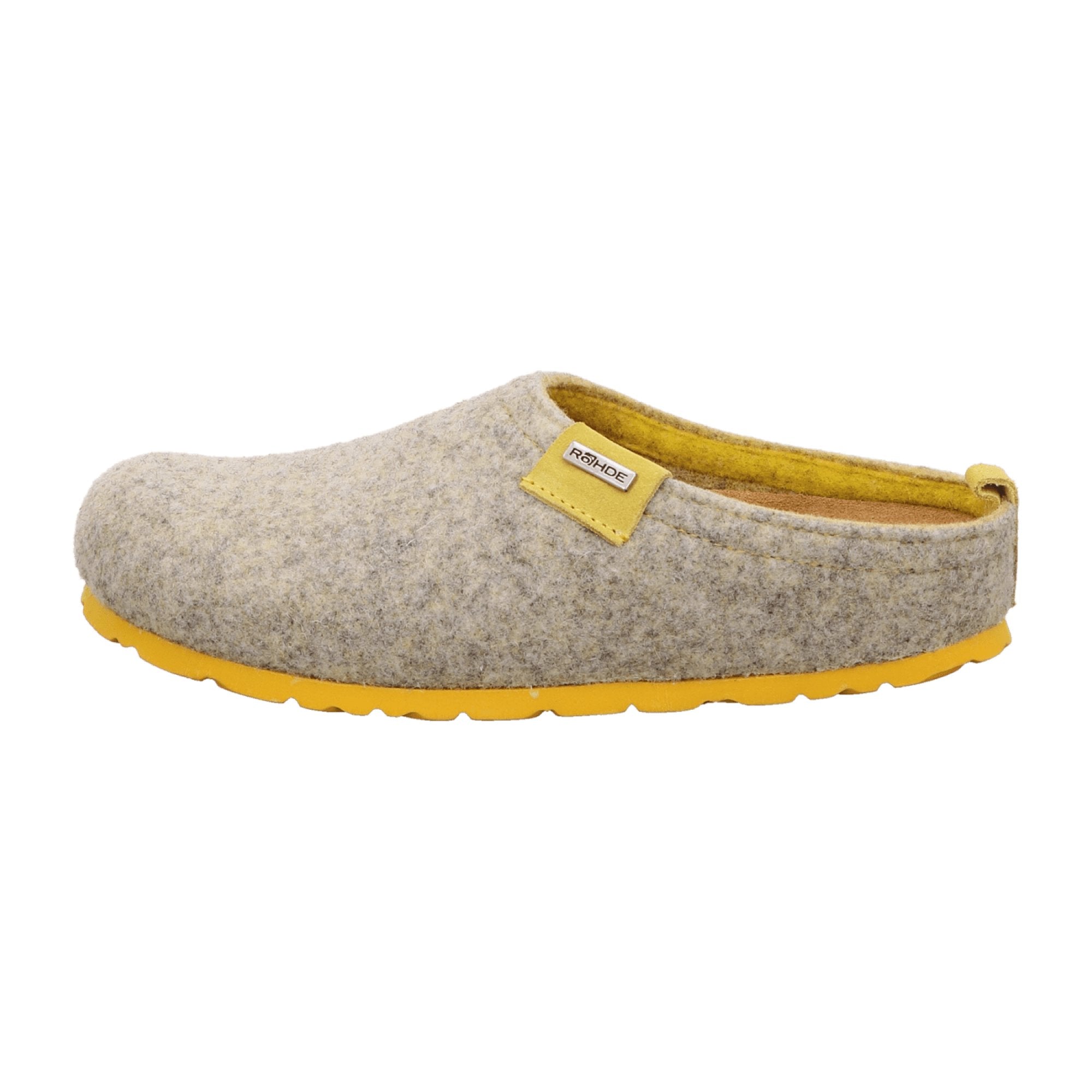 Rohde Ladies Slip-On Yellow Felt Slippers with Removable Insole