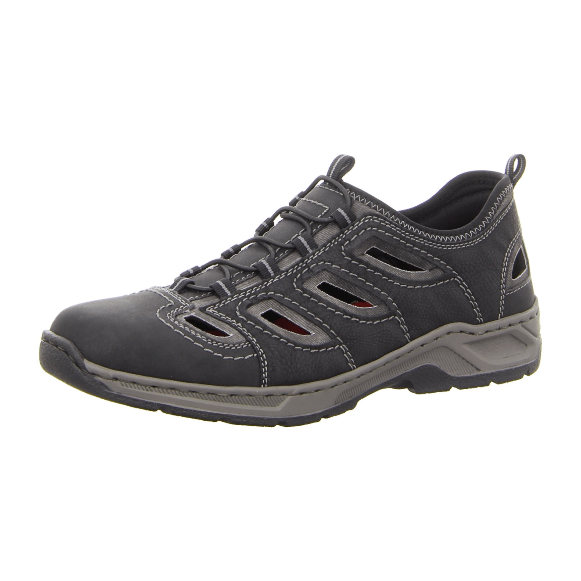 Rieker 14266 Black Slip-On Shoes with Elastic Inserts and Cushioned Insole