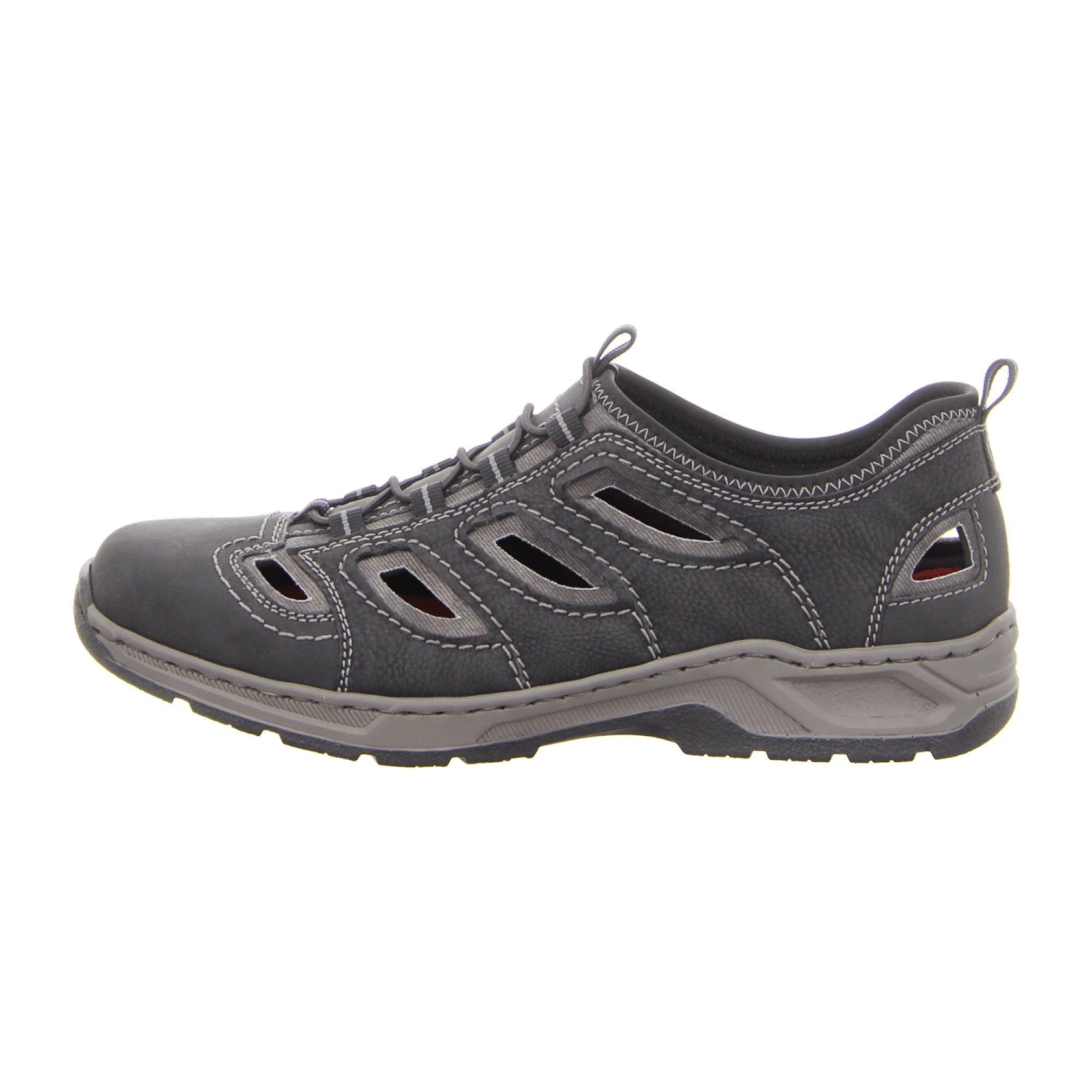 Rieker 14266 Black Slip-On Shoes with Elastic Inserts and Cushioned Insole
