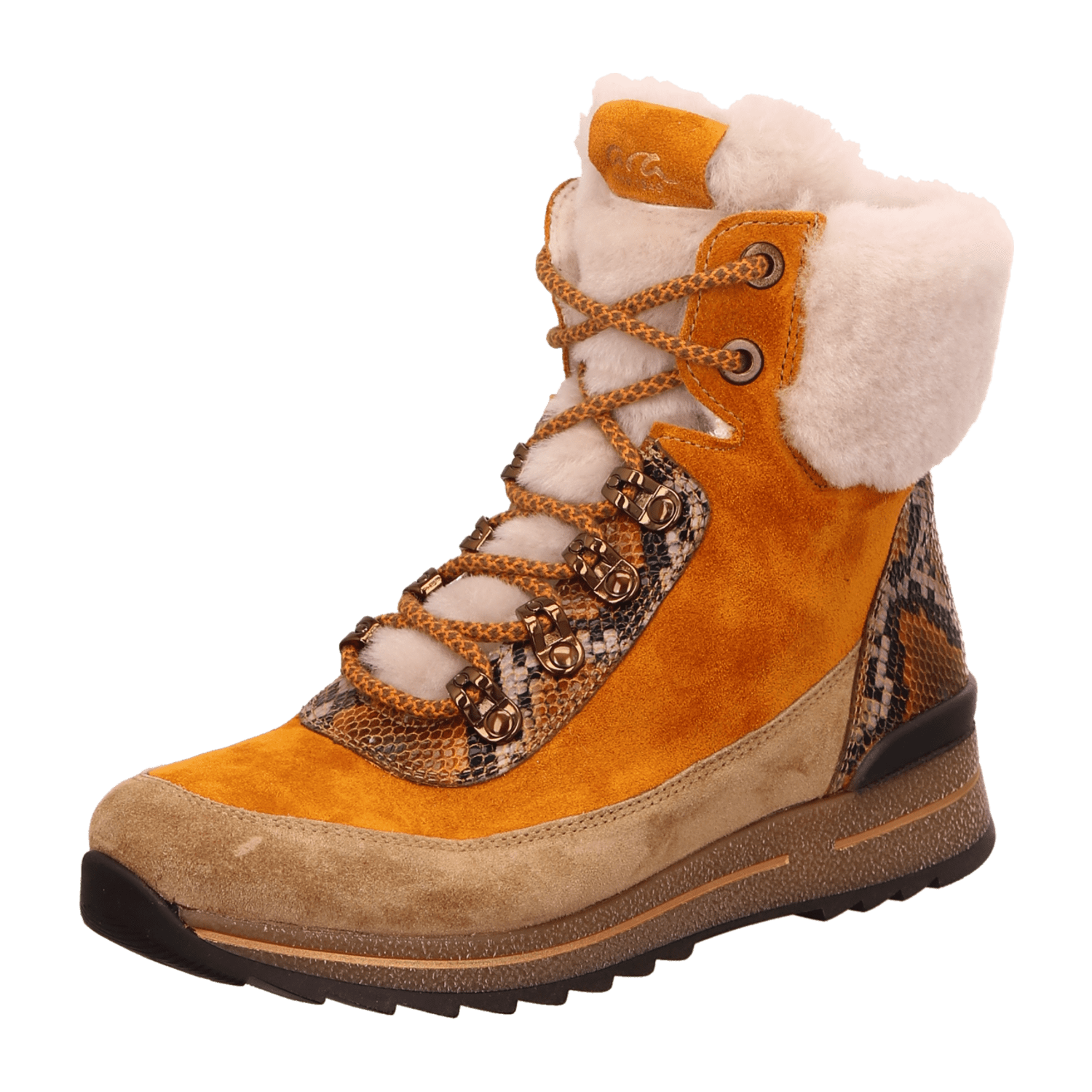 ARA OSAKA Women's Suede Sneakers in Orange with Lace-Up Closure and Warm Lining