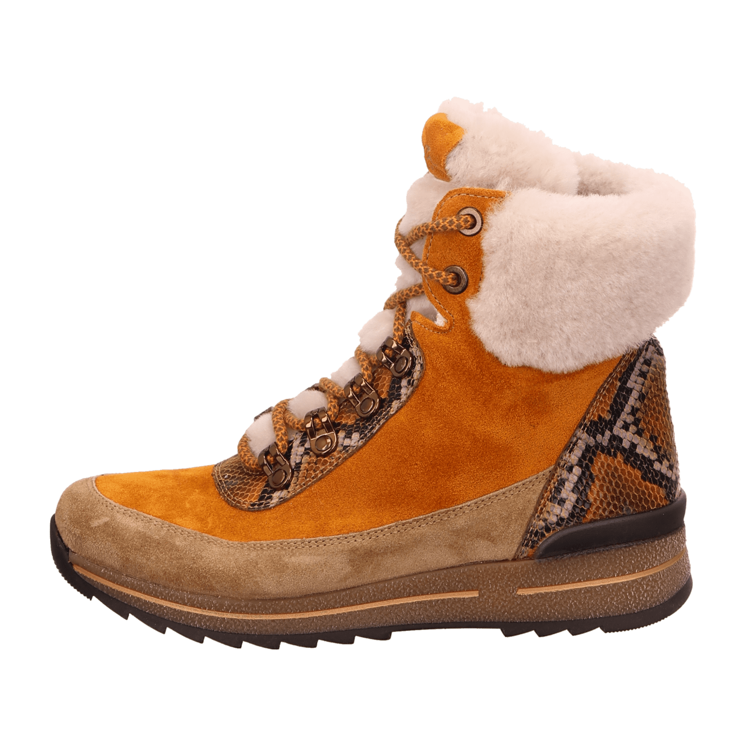 ARA OSAKA Women's Suede Sneakers in Orange with Lace-Up Closure and Warm Lining