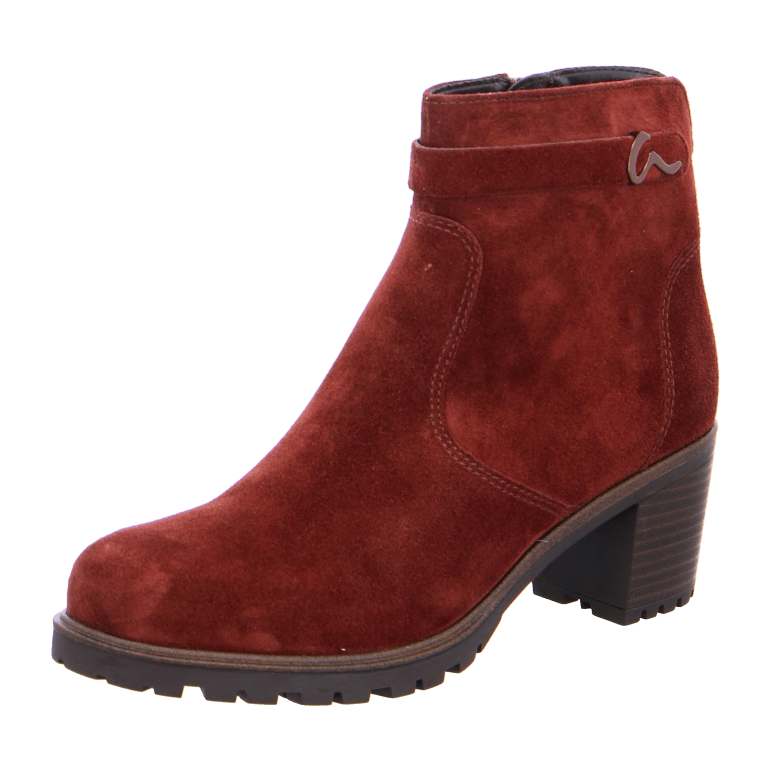 ARA MANTOVA Women's Nubuck Ankle Boots with Zipper Brown Classic Round Toe