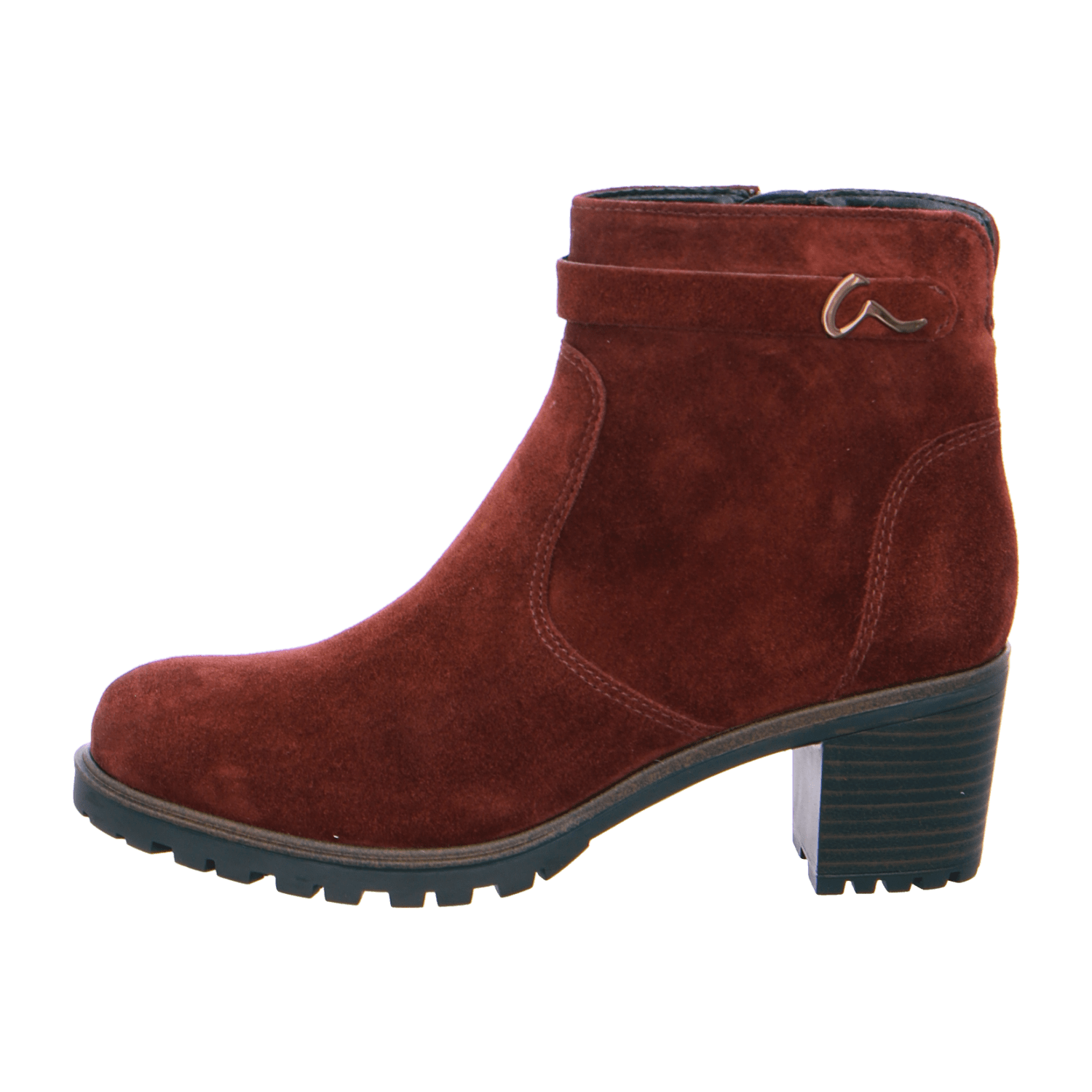 ARA MANTOVA Women's Nubuck Ankle Boots with Zipper Brown Classic Round Toe