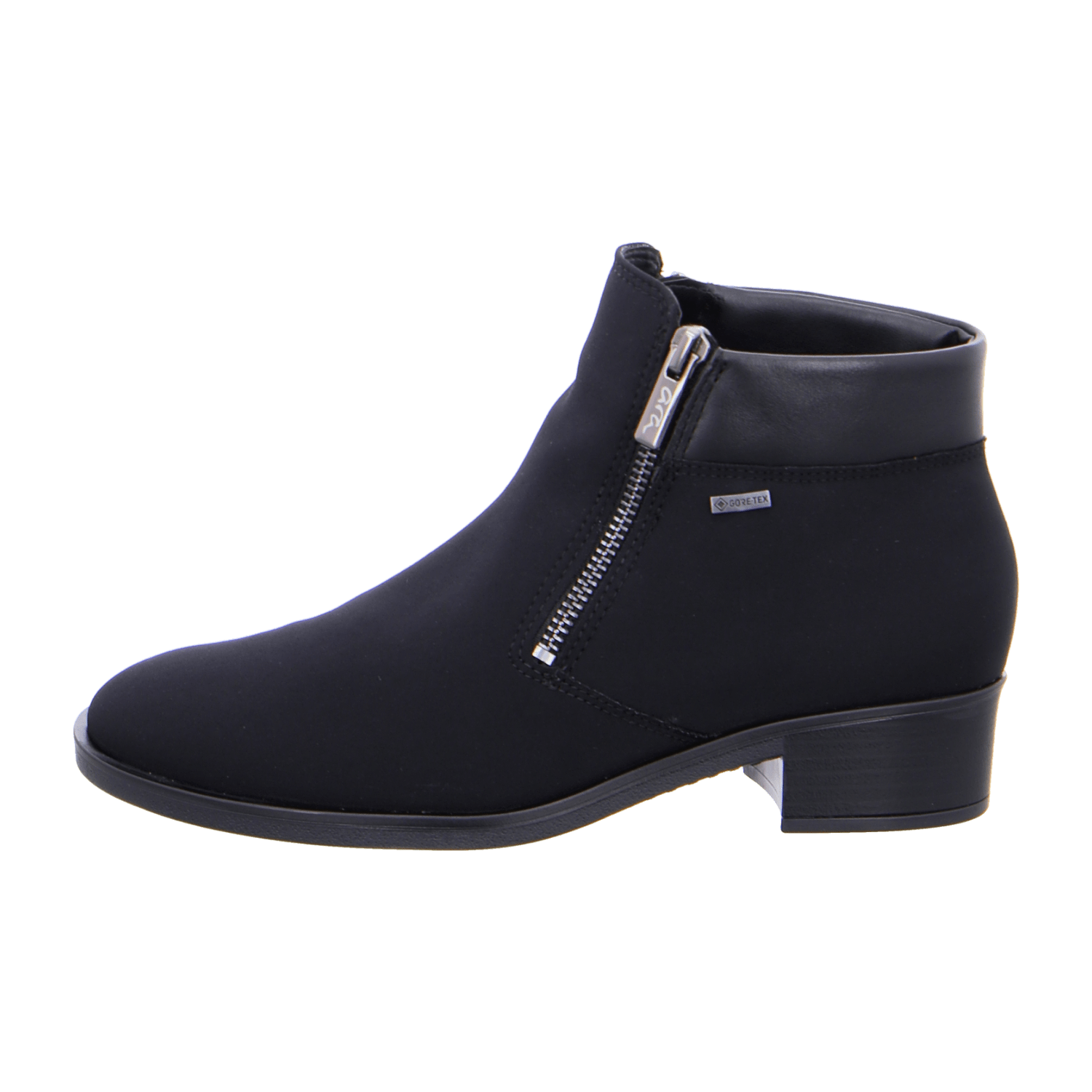 ARA PARKER Women's Leather Ankle Boots with Zipper in Black, Classic Round Toe with Gore-Tex Lining