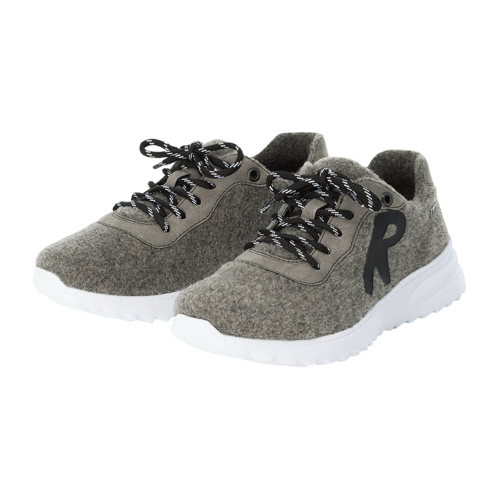 Rieker Women's Grey Comfort Lace-Up Shoes N6612-42 Synthetic Sole