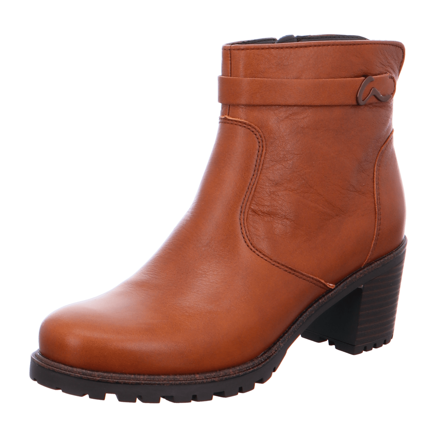 ARA MANTOVA Women's Leather Ankle Boots with Zipper, Classic Brown