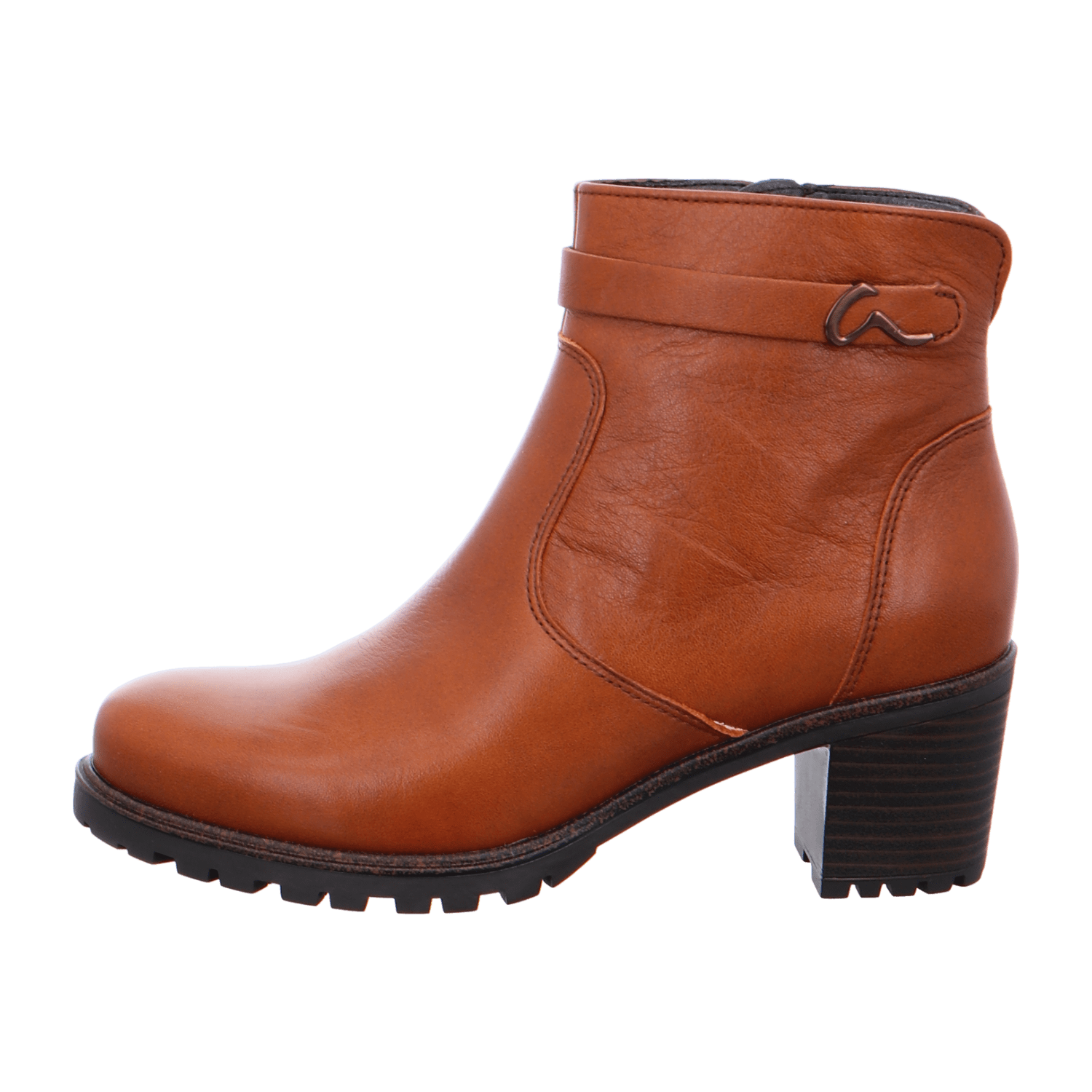 ARA MANTOVA Women's Leather Ankle Boots with Zipper, Classic Brown