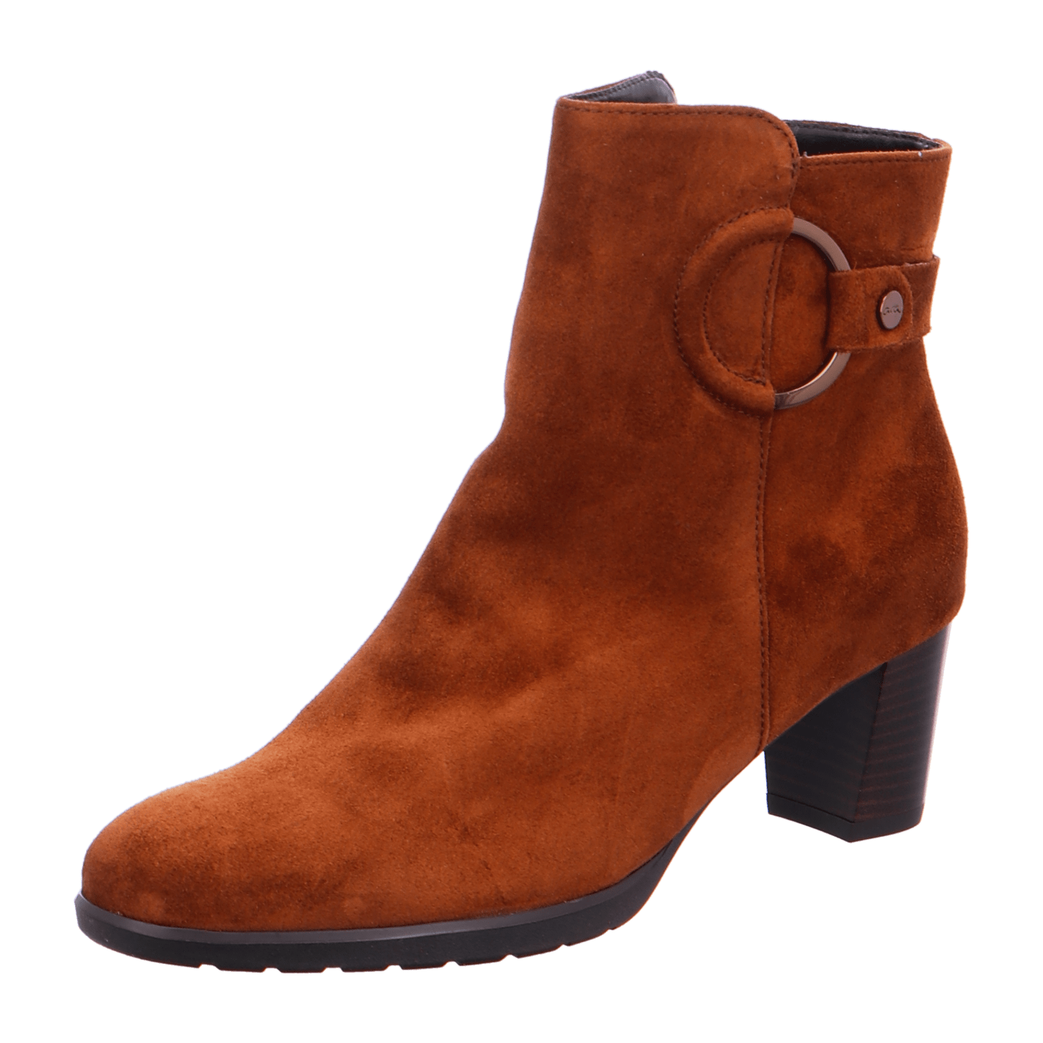 ARA ORLY Women's Ankle Boots Brown Full-Grain Leather Classic Zipper Round Toe
