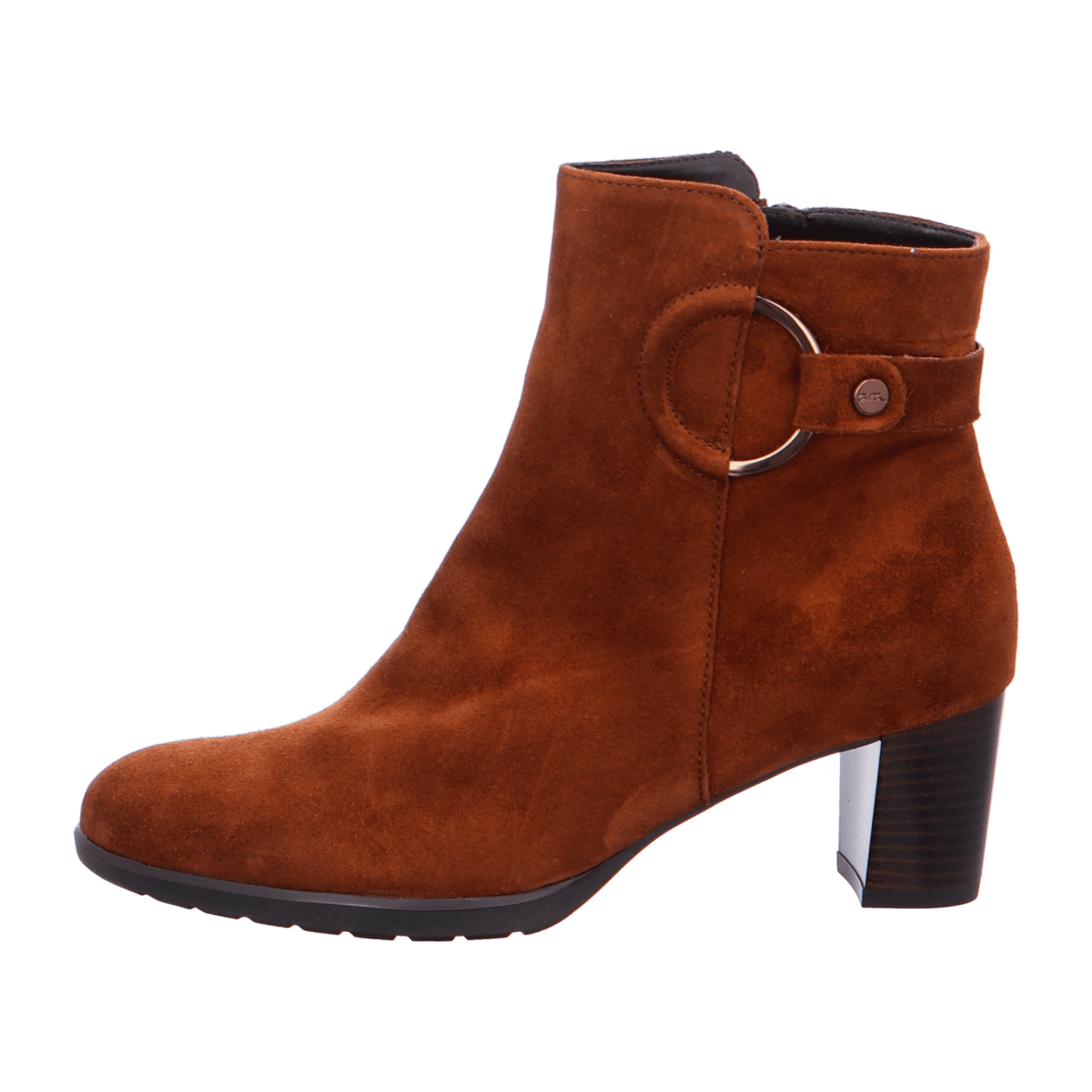 ARA ORLY Women's Ankle Boots Brown Full-Grain Leather Classic Zipper Round Toe