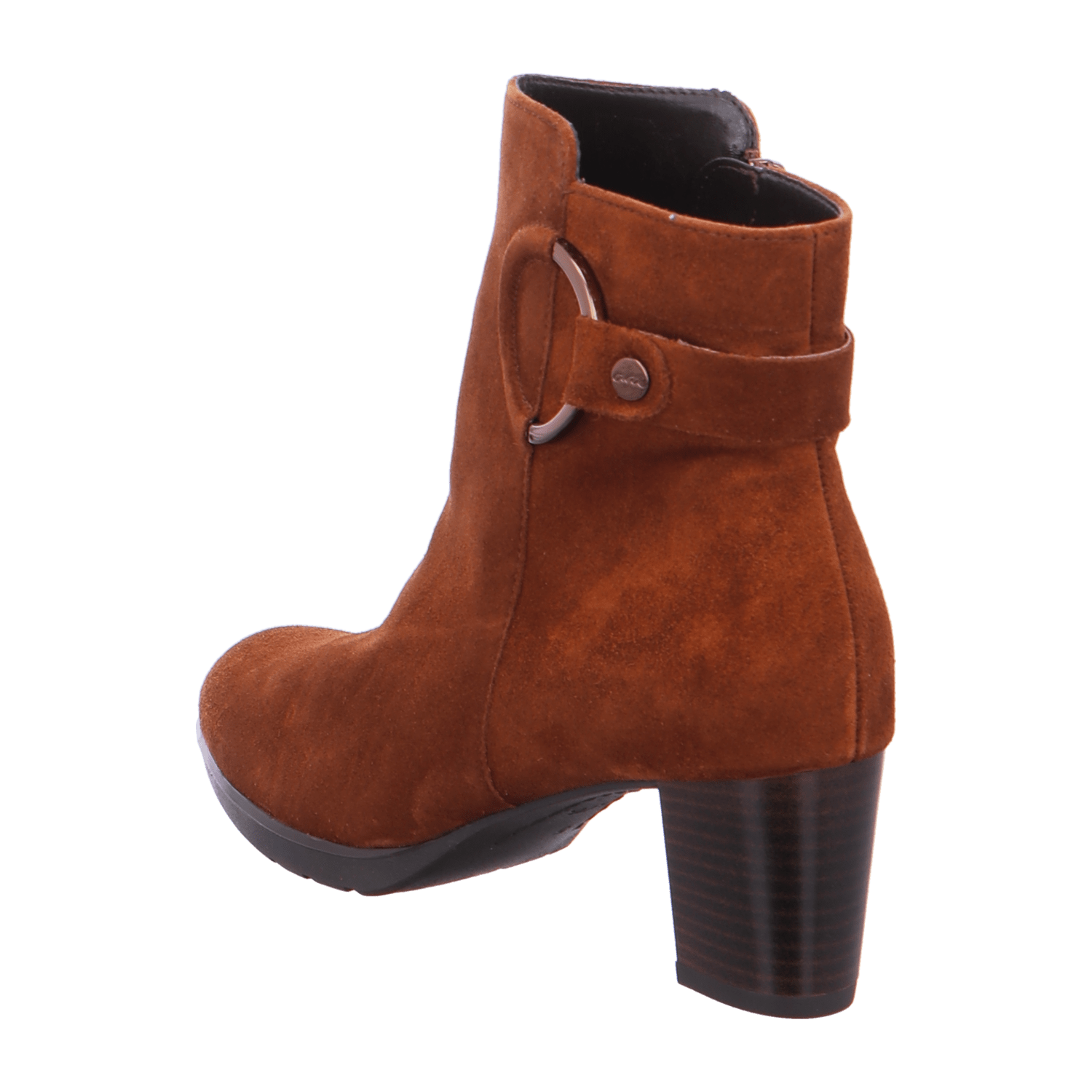 ARA ORLY Women's Ankle Boots Brown Full-Grain Leather Classic Zipper Round Toe
