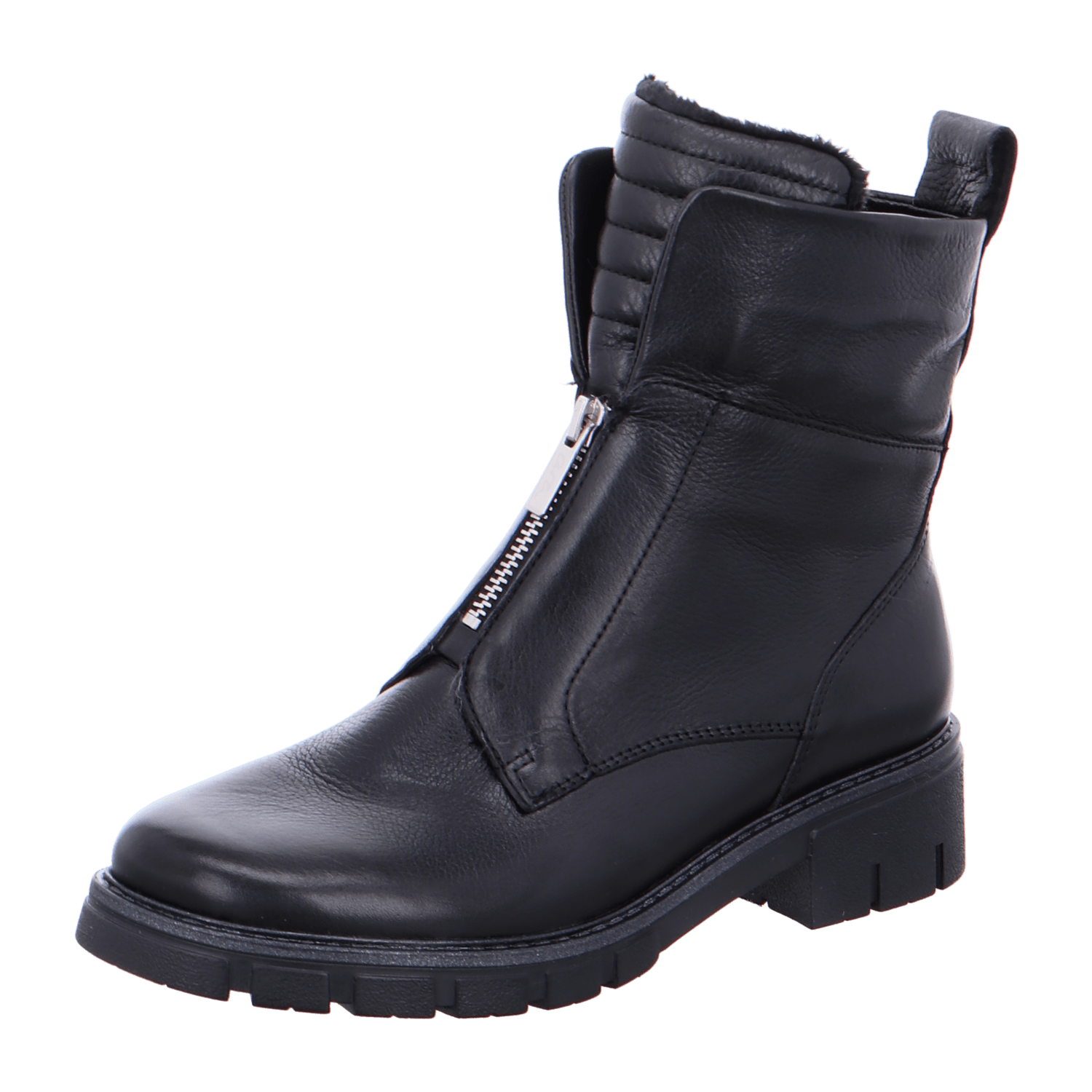 ARA DOVER DOVER Women's Ankle Boots in Black Smooth Leather with Zipper and Warm Lining