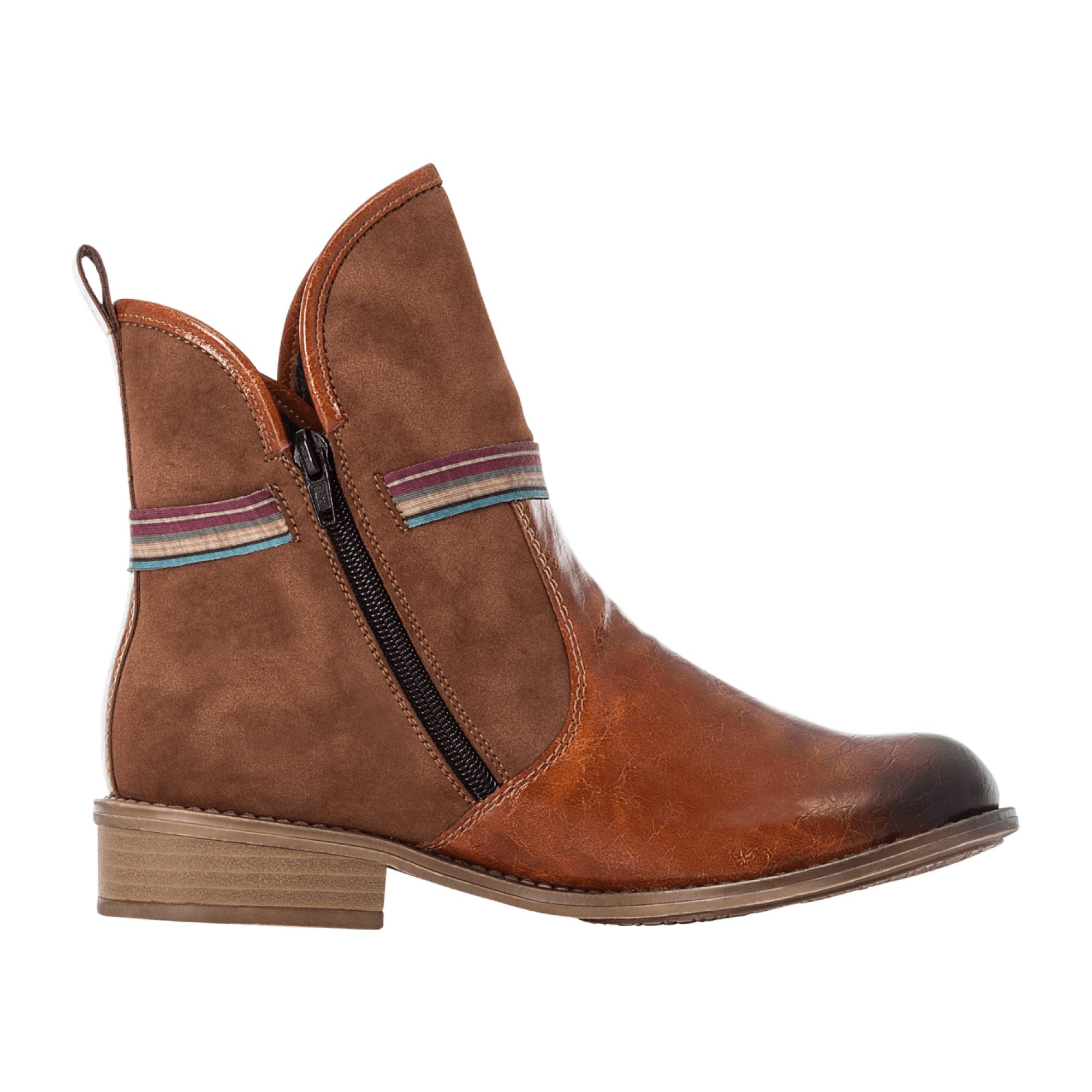 Rieker Women's Brown Comfort Ankle Boots 727K9-23 Block Heel Round Toe