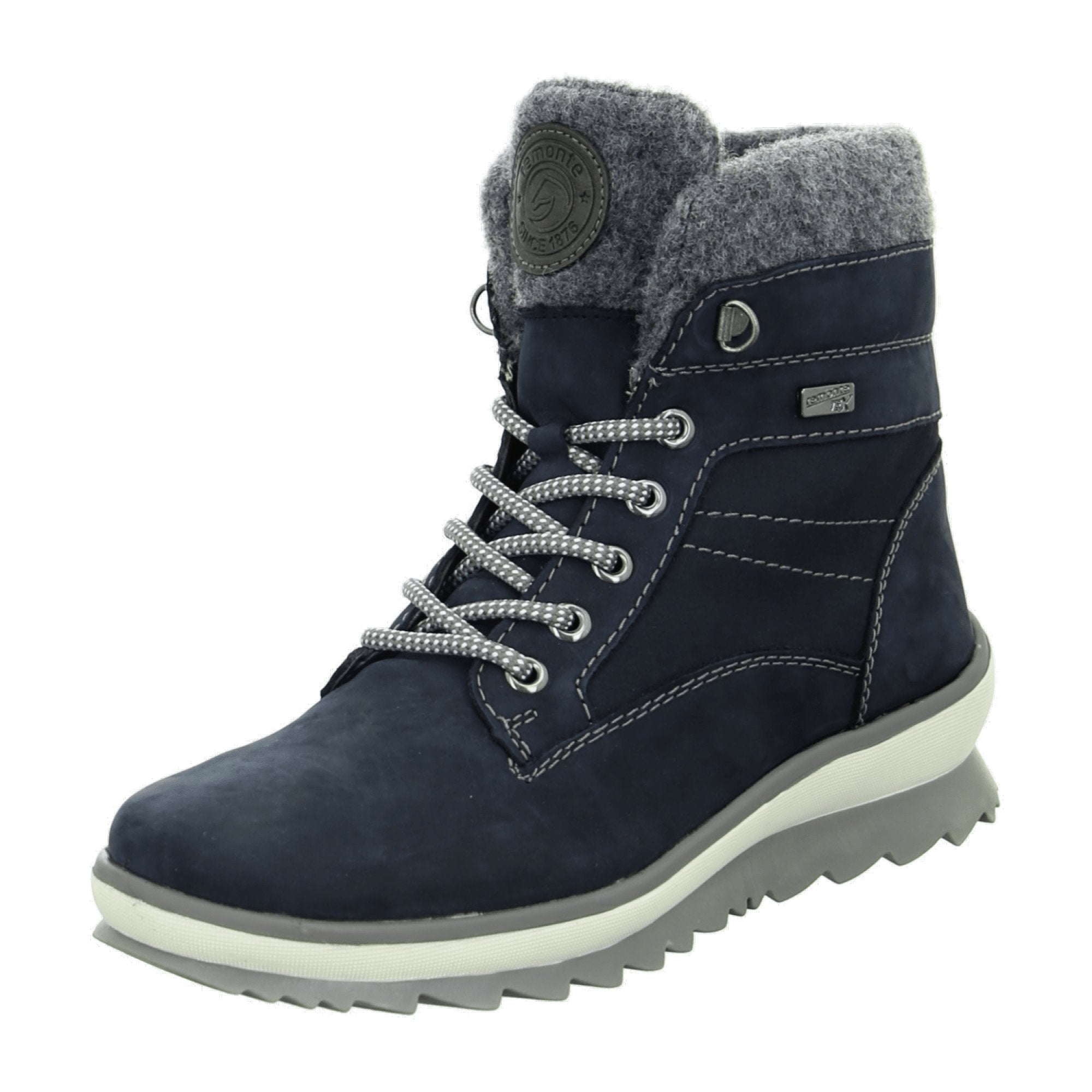 Remonte Women's Blue Winter Boots Suede Waterproof Warm Wool Lining