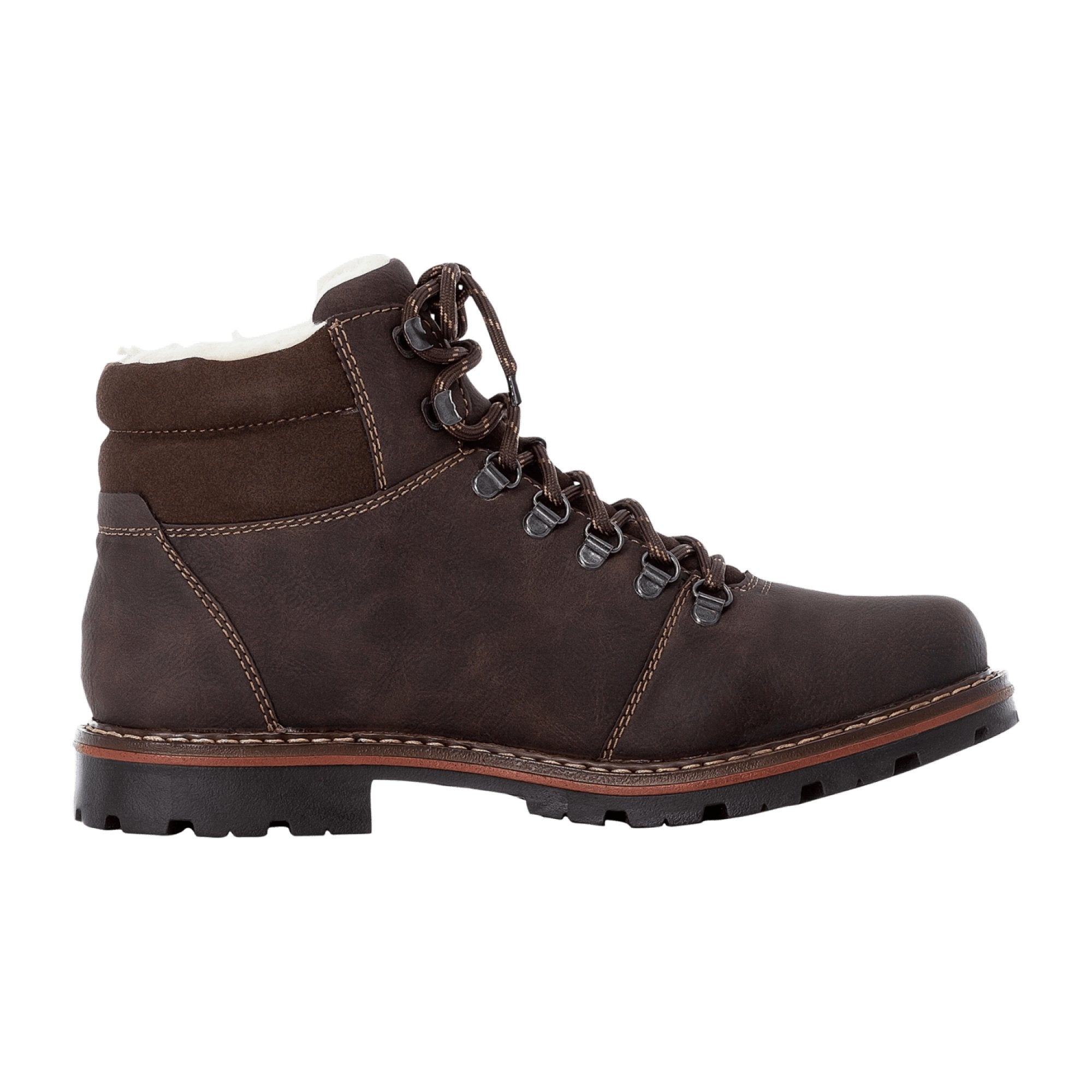 Rieker Men's Brown Lace-Up Warm Lined Boots Synthetic Leather Comfortable Winter
