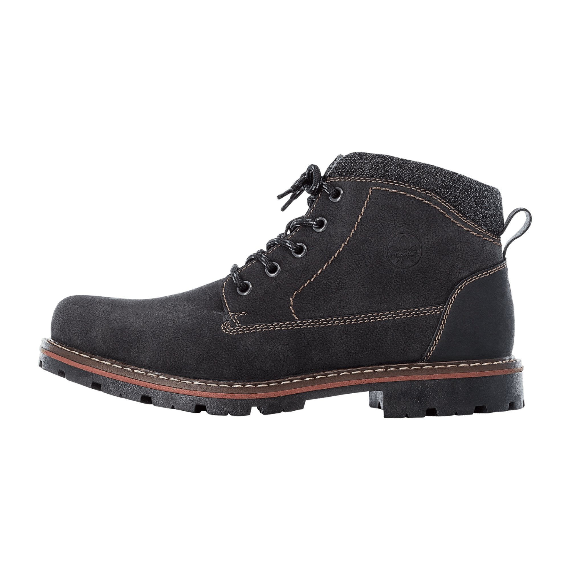 Rieker Men's Black Lace-Up Ankle Boots with Warm Lining for Winter - Bartel-Shop