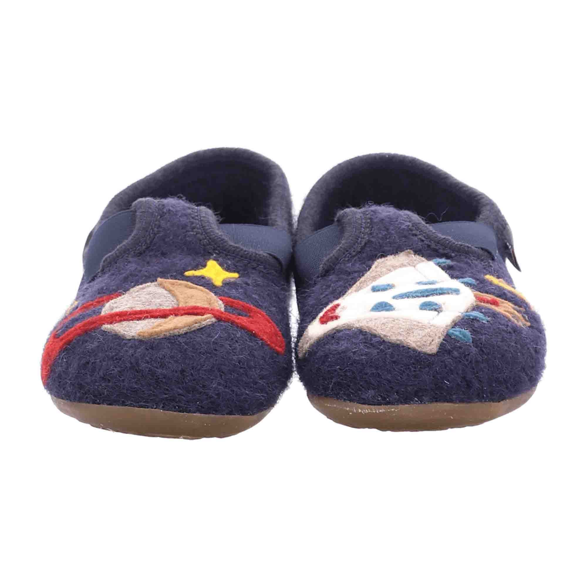 Haflinger Everest Rocket Kids Slippers - Durable Blue Wool, Comfortable & Stylish