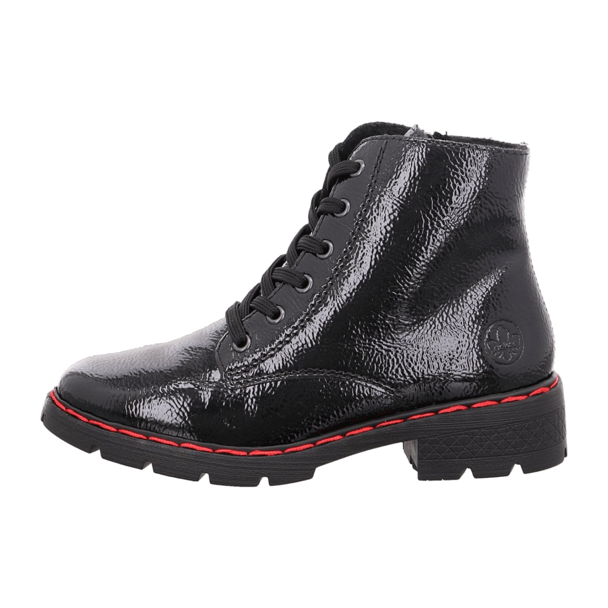 Rieker Women's Black Ankle Boots with Block Heel and Round Toe