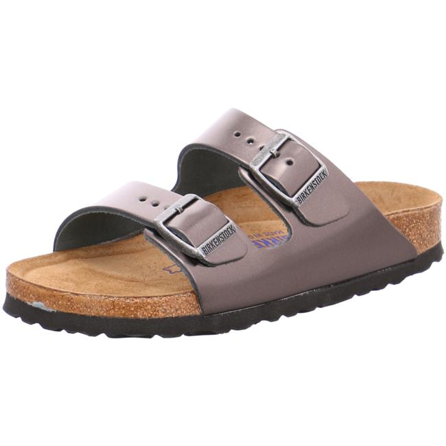 Birkenstock Arizona Metallic Mens Womens Sandals Smooth Leather SFB Anthracite narrow - Bartel-Shop