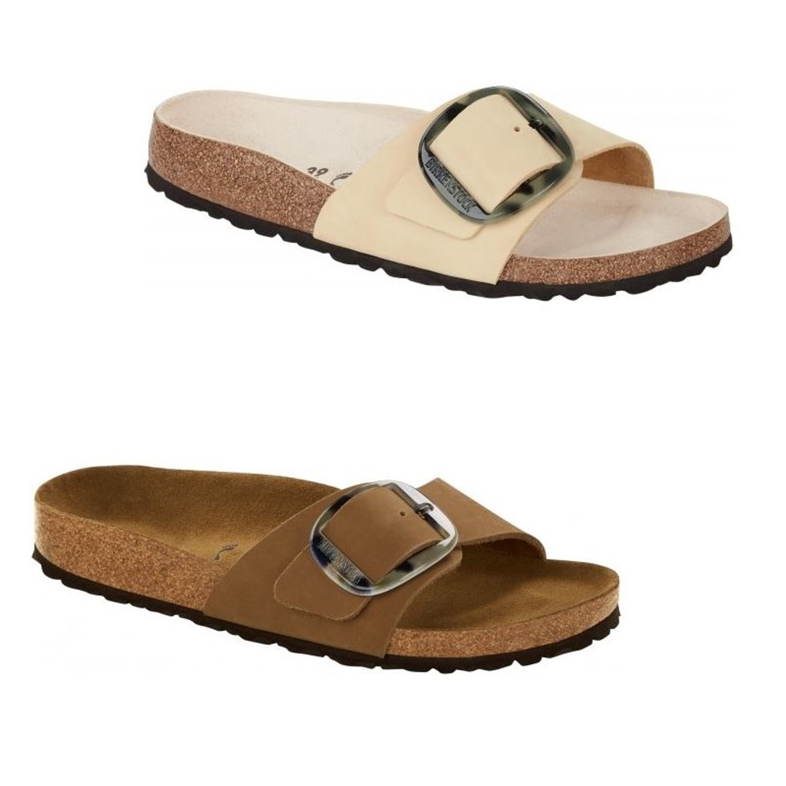 Birkenstock Madrid Big Buckle Almond Green Nubuck Leather Slides Sandals Mules - Bartel-Shop