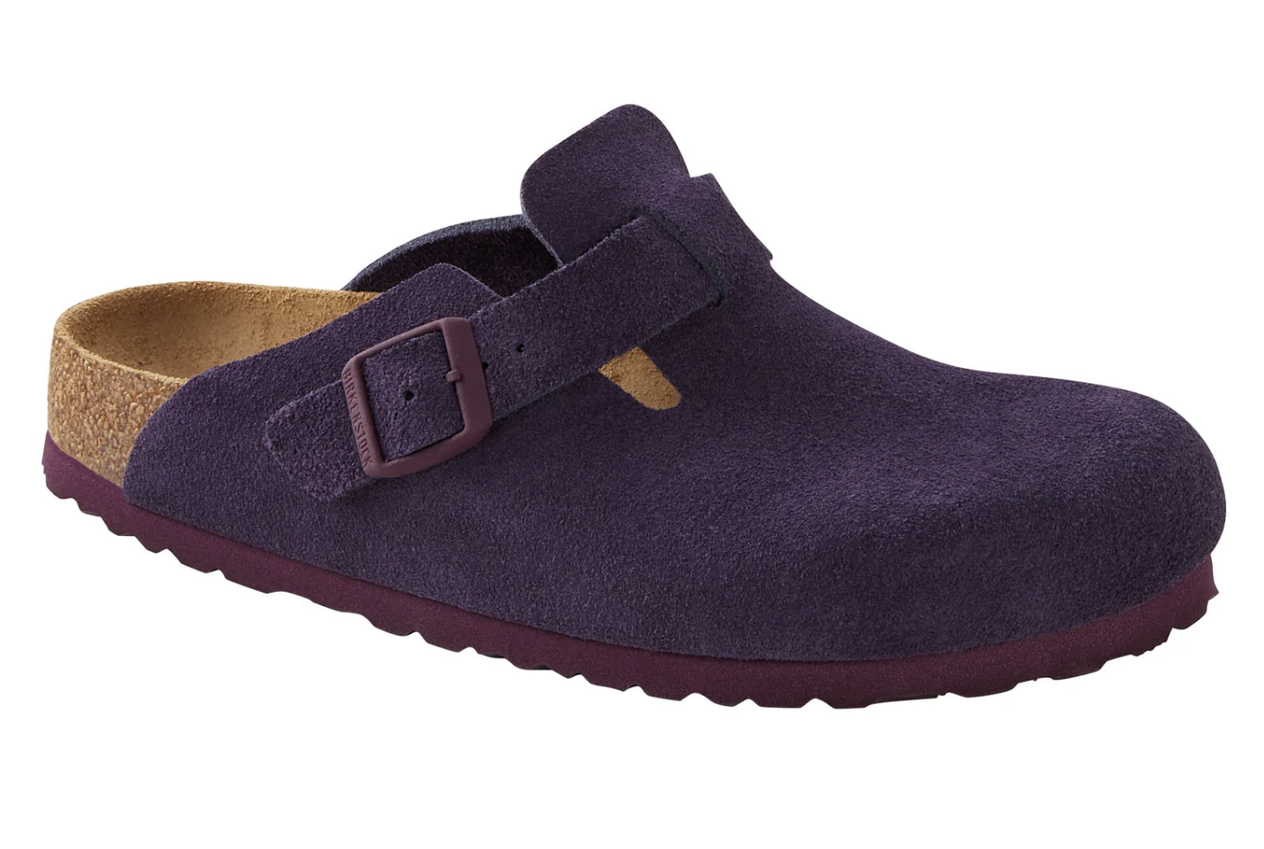 Birkenstock Boston Suede Leather SFB Clogs Mules Slippers Wine Pink Clay New - Bartel-Shop