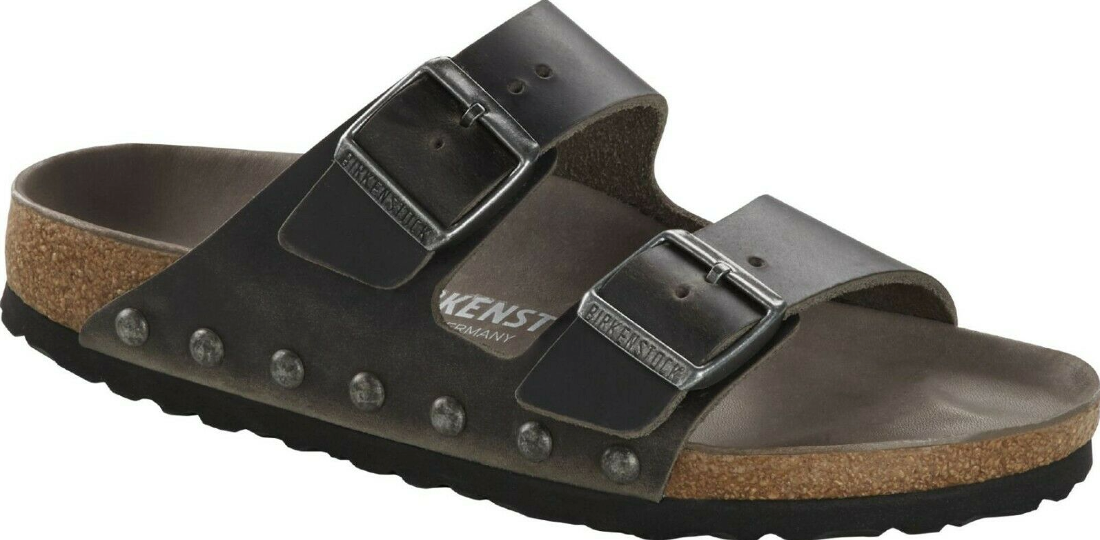 Birkenstock Arizona Light Studs FL Iron Exquisit Leather Sandals - Bartel-Shop