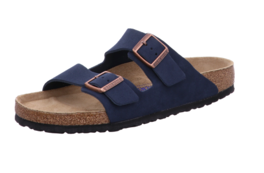 Birkenstock Arizona Suede Navy Blue Night Leather SFB Sandals - Bartel-Shop