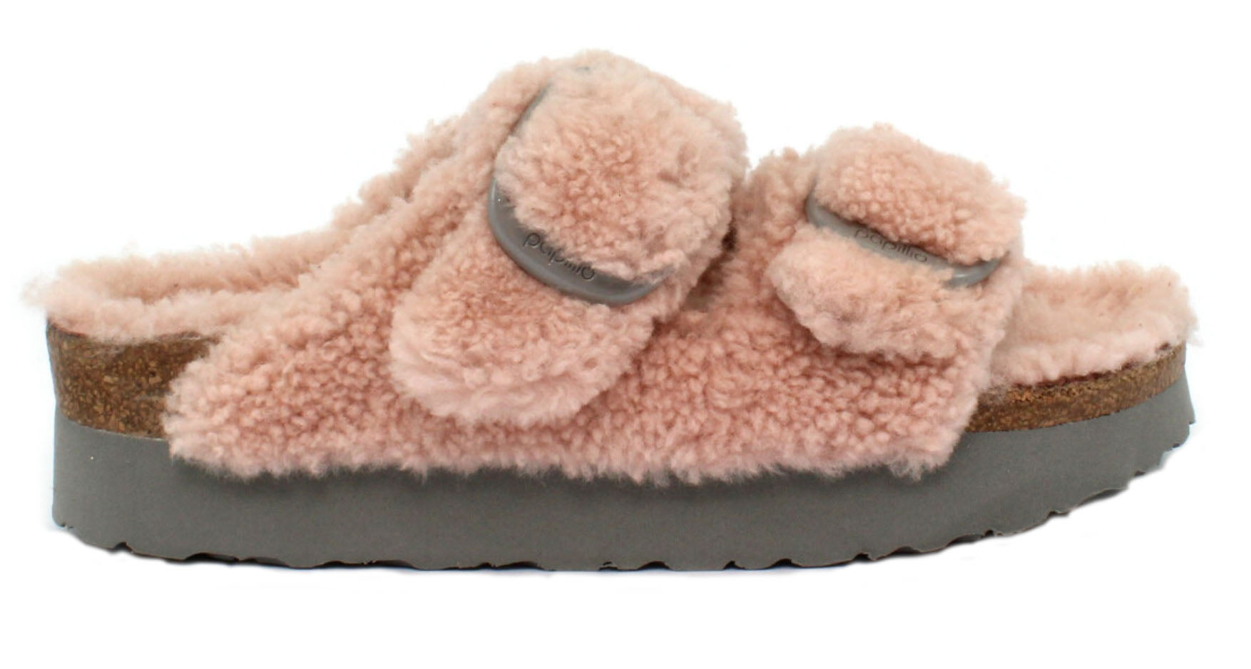 Birkenstock Papillio Arizona Big Buckle Teddy Shearling Plateau Sandals Slides Mules - Bartel-Shop