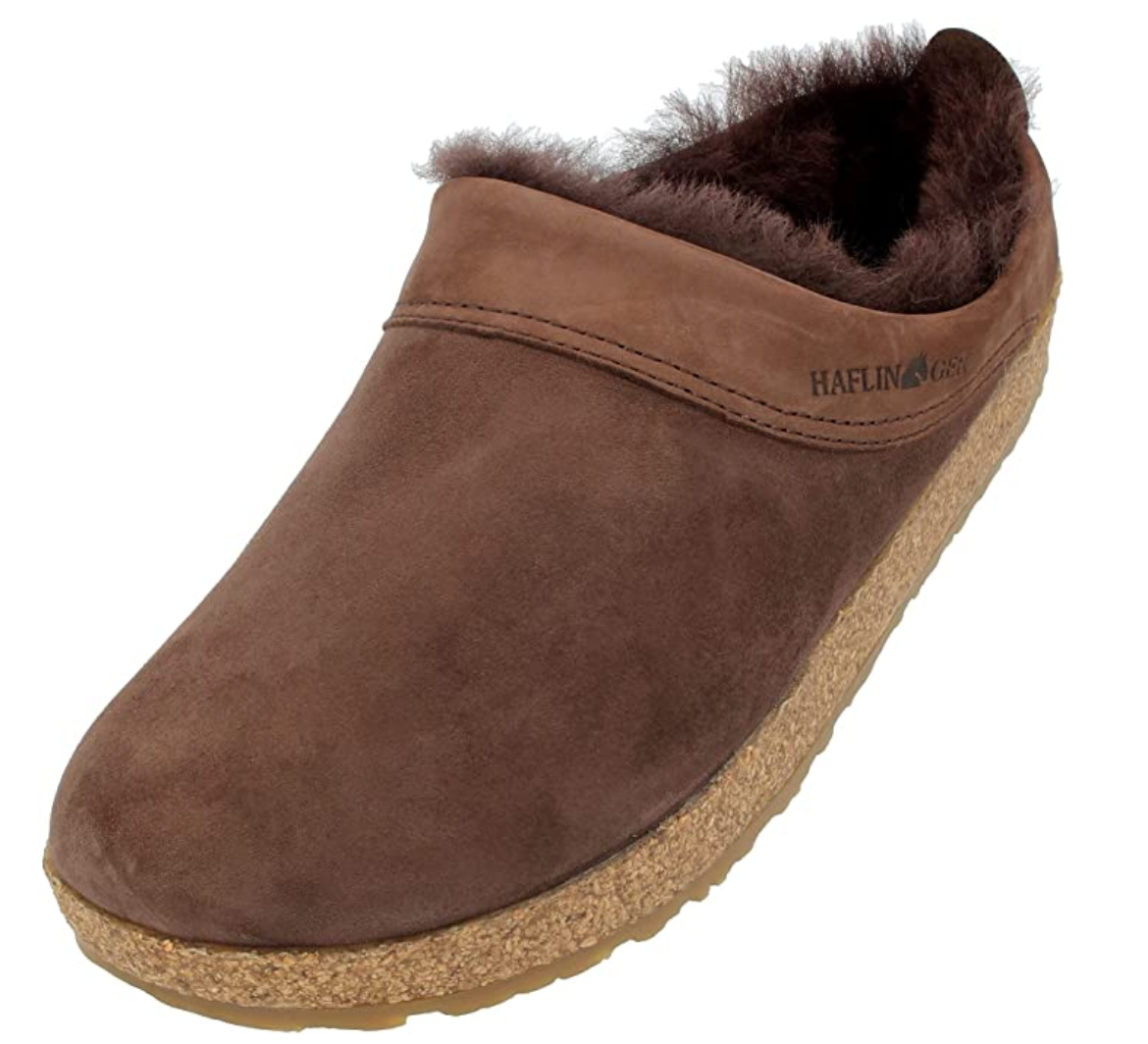 Haflinger Snowbird Shearling Slippers Clogs Mules Leather Cozy Lining New - Bartel-Shop