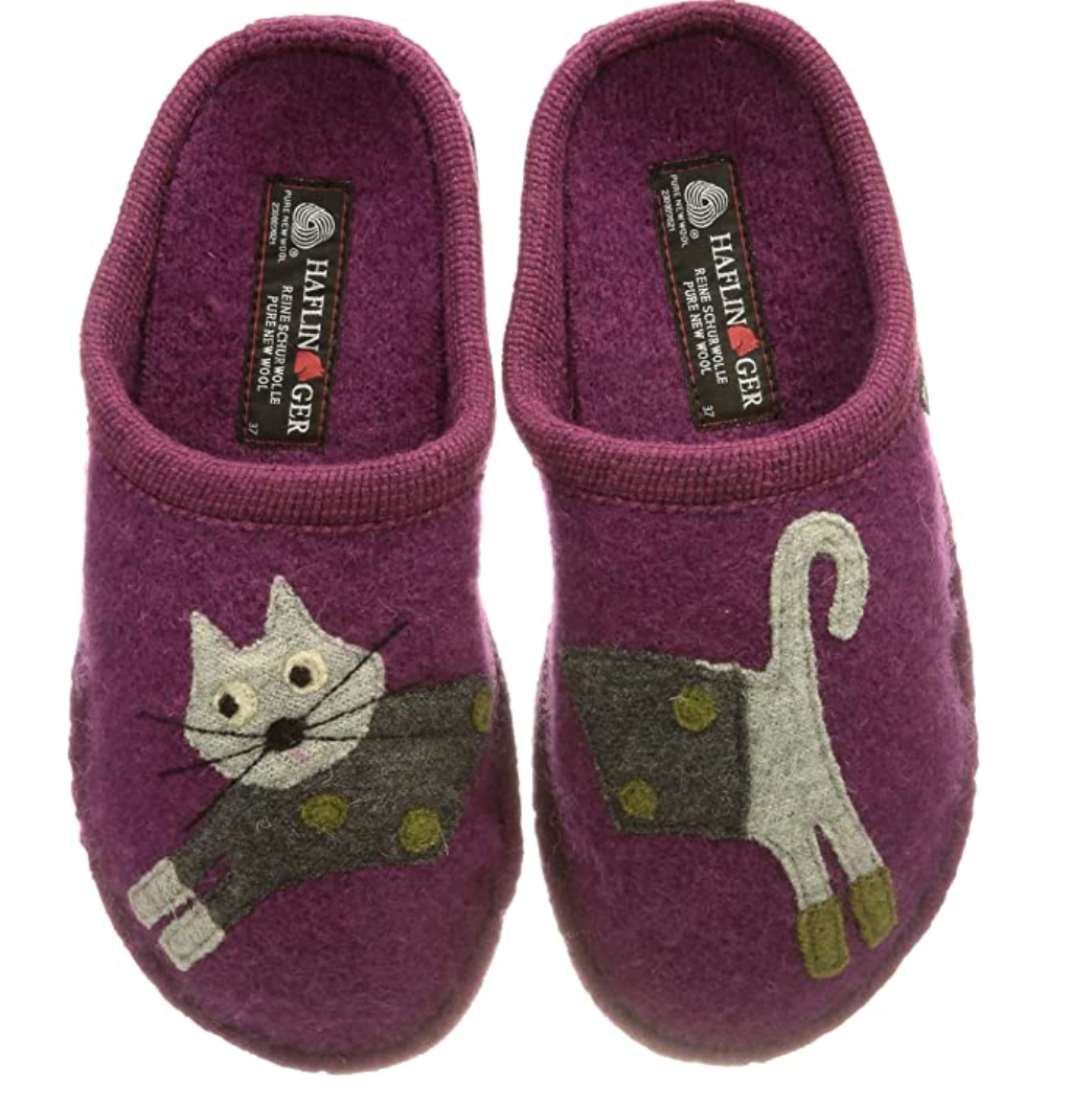 Haflinger Flair Cucho Cat Animal Clogs Slippers Mules Felt Wool Slides House - Bartel-Shop