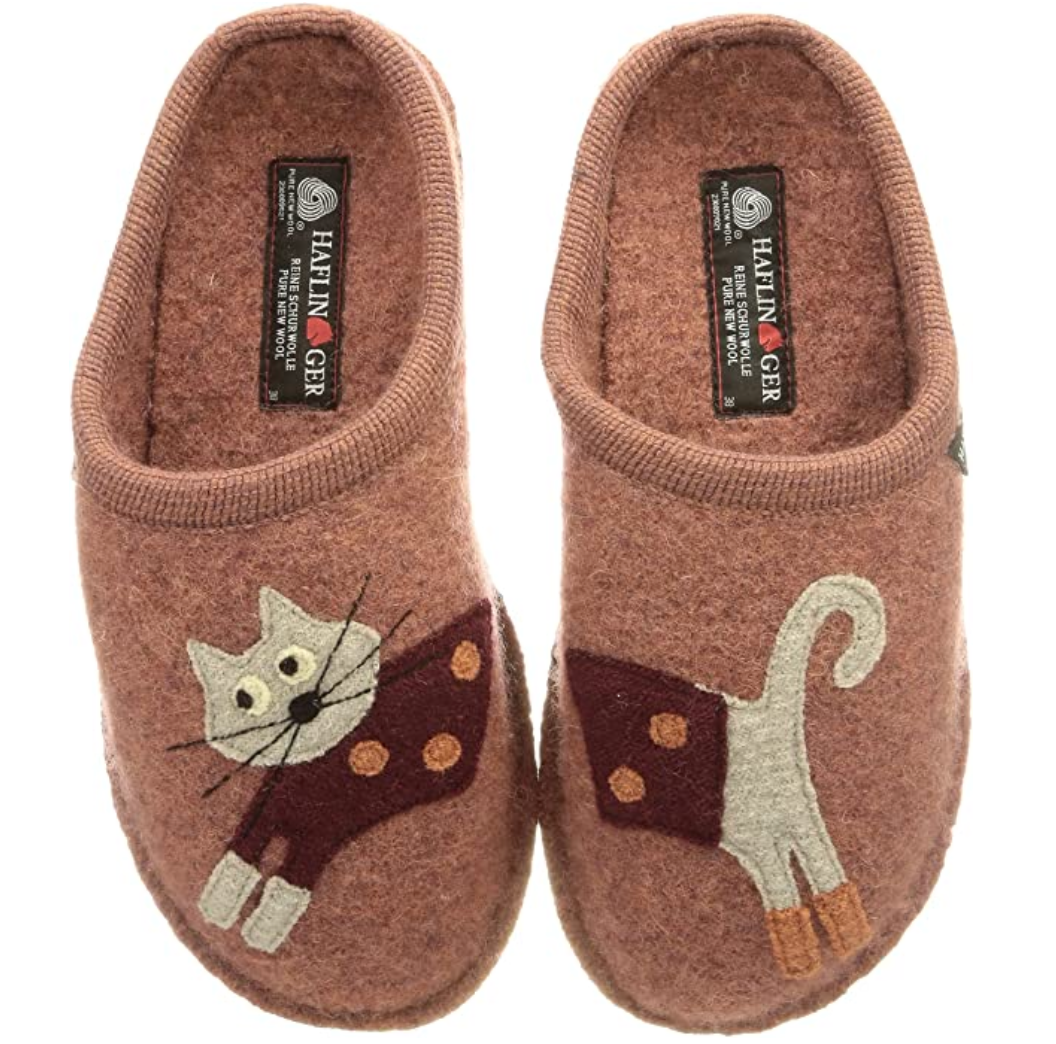 Haflinger Flair Cucho Cat Animal Clogs Slippers Mules Felt Wool Slides House - Bartel-Shop