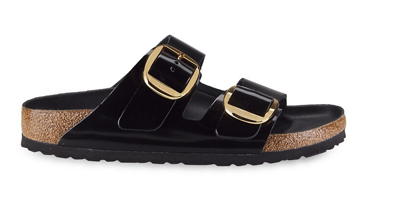 Birkenstock Arizona Gizeh Madrid Big Buckle High Shine Patent Black Sandals Slides - Bartel-Shop