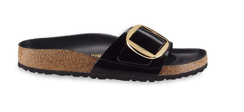 Birkenstock Arizona Gizeh Madrid Big Buckle High Shine Patent Black Sandals Slides - Bartel-Shop