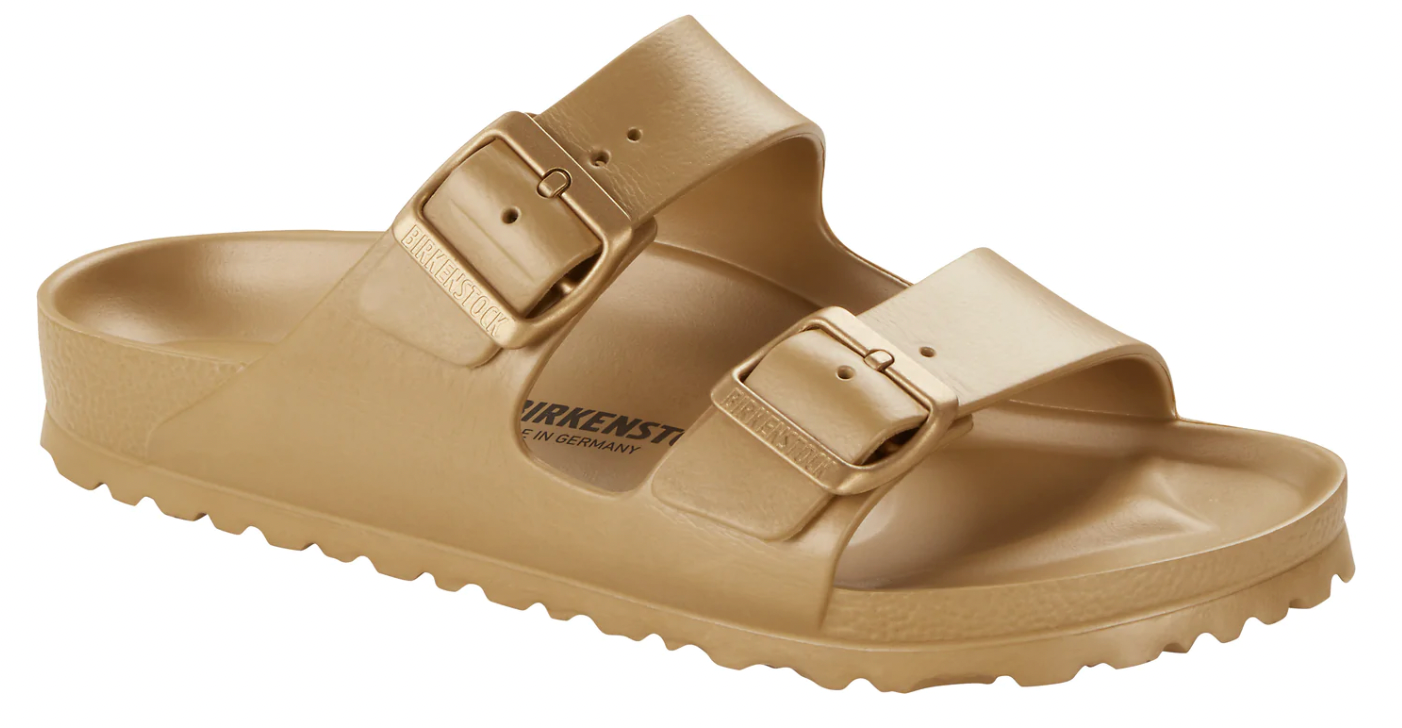 Birkenstock Arizona Gizeh Gold Glamour Multi EVA Waterproof Beach Slides Sandals NEW - Bartel-Shop