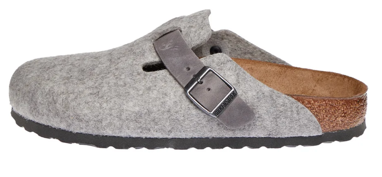 Birkenstock Zuerich Boston Kyoto Leather Felt Clogs Mules Gray Grey Slippers adult - Bartel-Shop