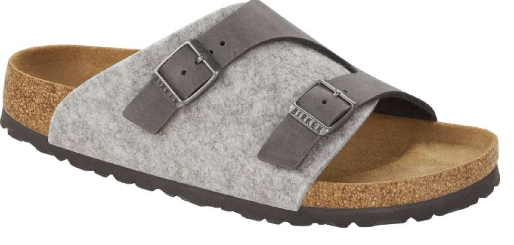 Birkenstock Zuerich Boston Kyoto Leather Felt Clogs Mules Gray Grey Slippers adult - Bartel-Shop