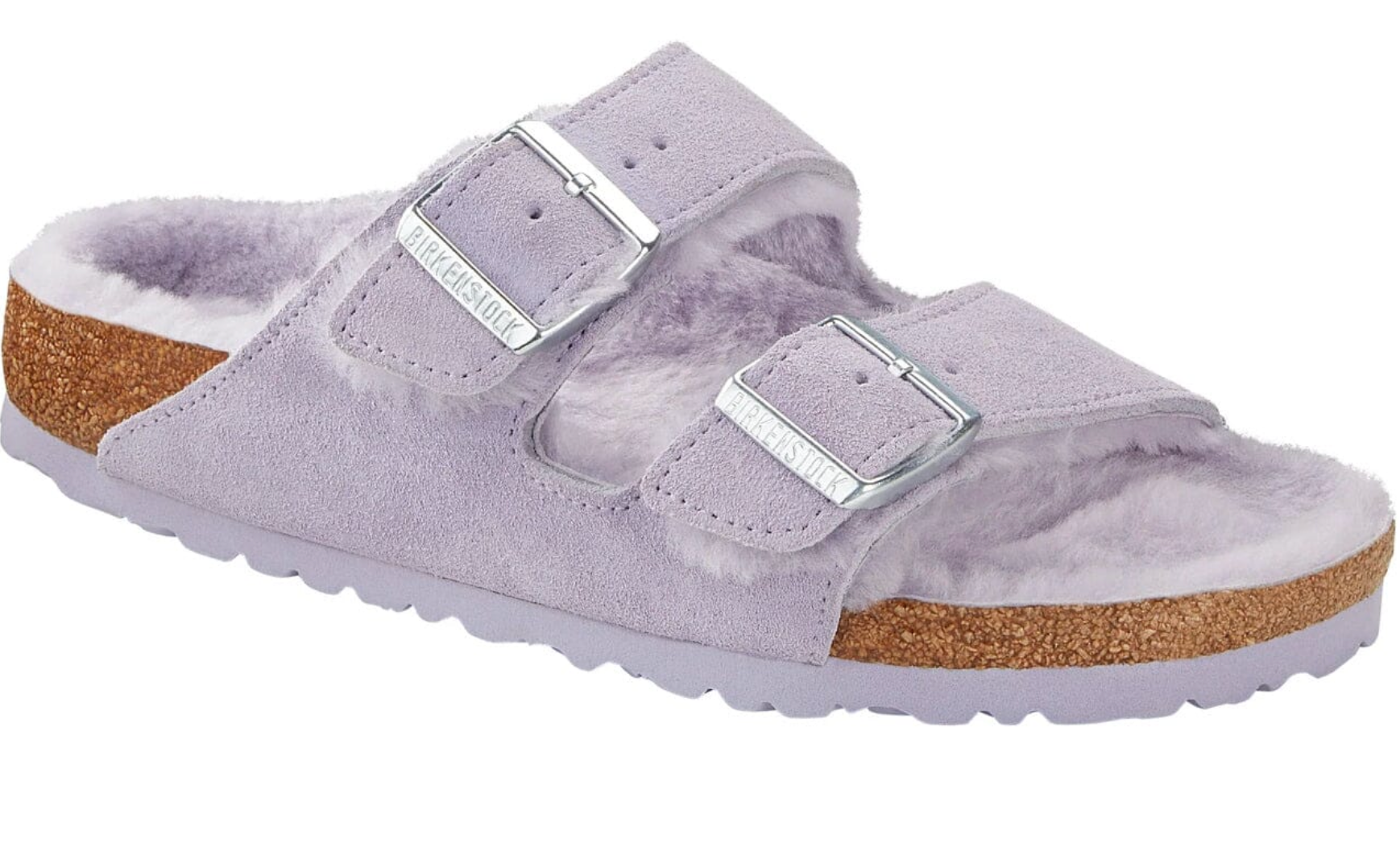 Birkenstock Arizona Shearling Leather Suede Slippers Clogs Mules Rose Fog Beryl - Bartel-Shop