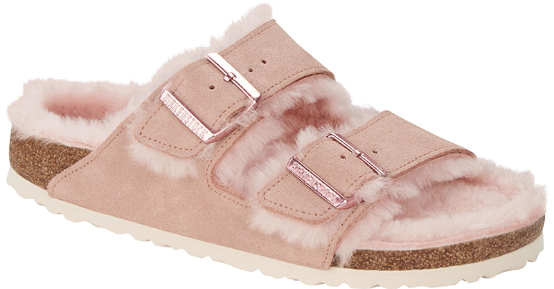 Birkenstock Arizona Shearling Leather Suede Slippers Clogs Mules Rose Fog Beryl - Bartel-Shop
