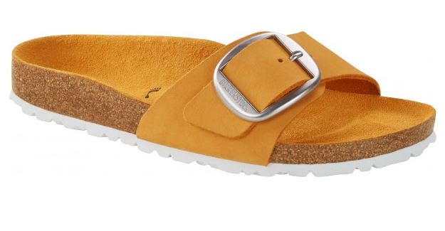 Birkenstock Madrid Big Buckle Fuchsia Tulip Apricot Sandals Slides Leather NEW - Bartel-Shop