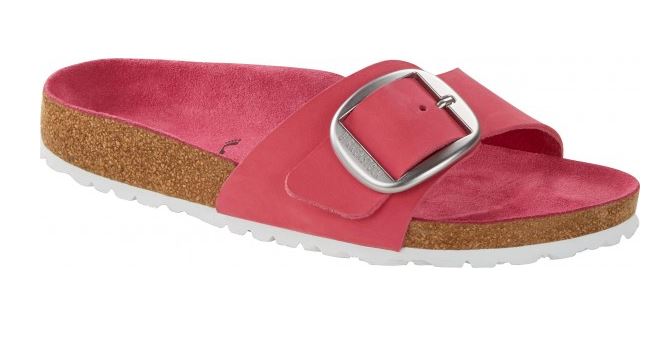 Birkenstock Madrid Big Buckle Fuchsia Tulip Apricot Sandals Slides Leather NEW - Bartel-Shop