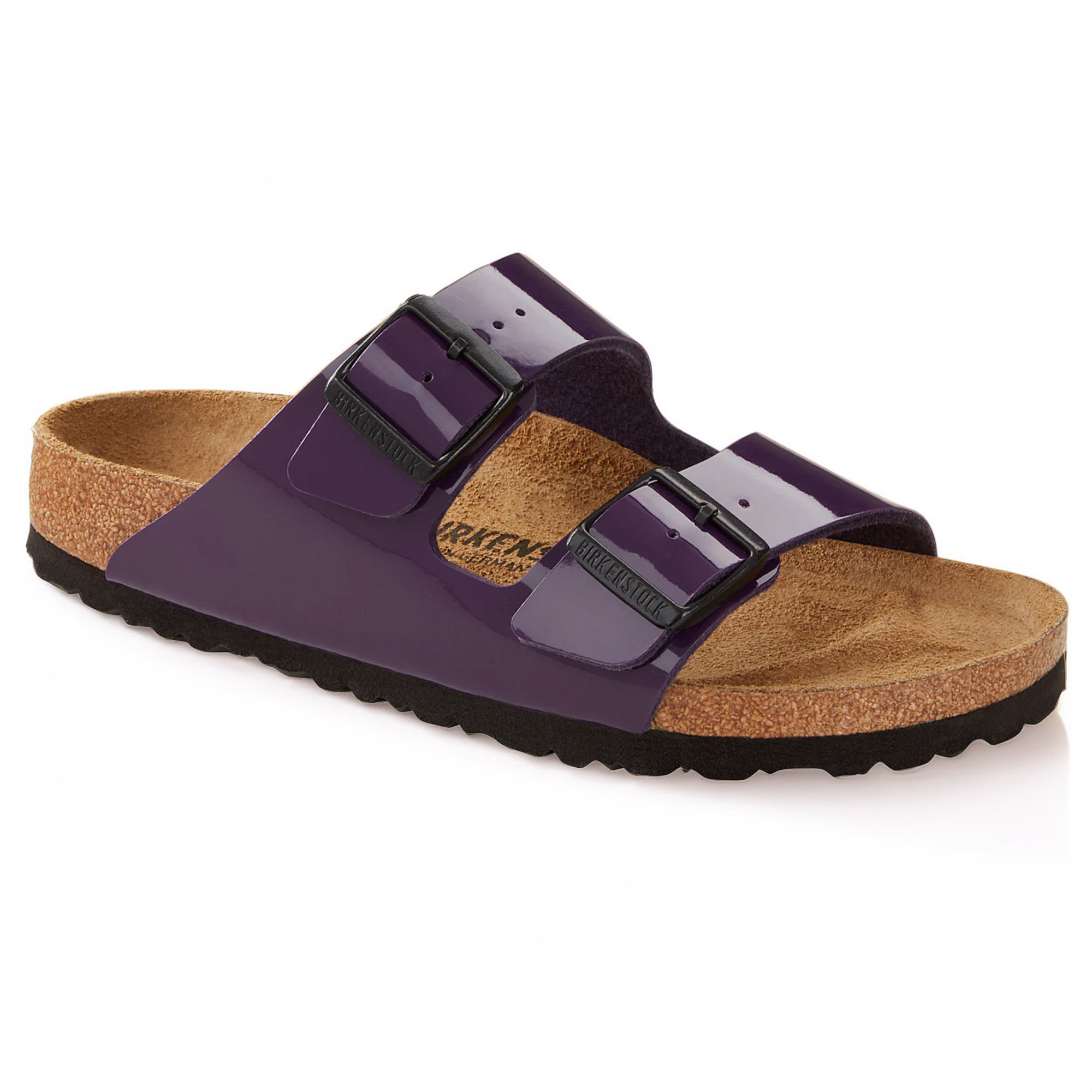 Birkenstock Arizona Gizeh Plum Purple Patent Sandals Slides Thongs BF New