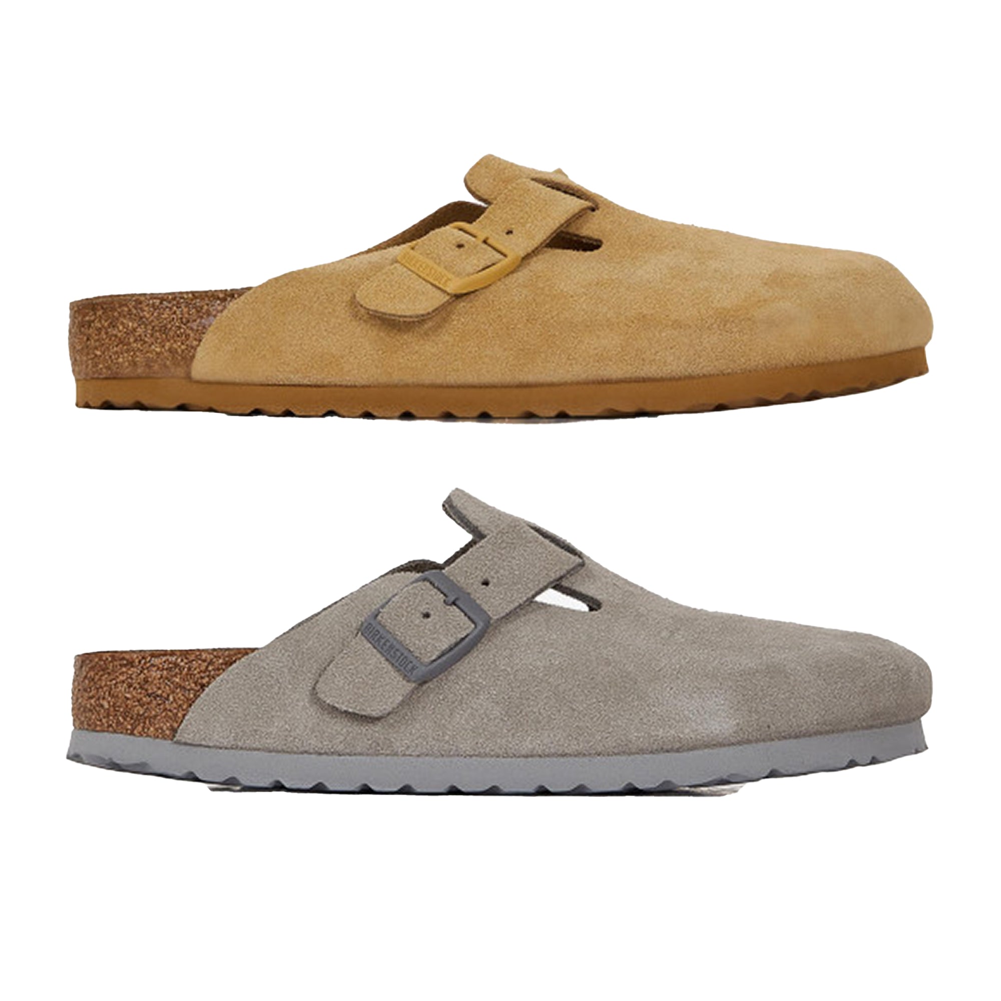 Birkenstock Boston Suede Leather Latte Cream Stone Clogs Mules Slippers women men