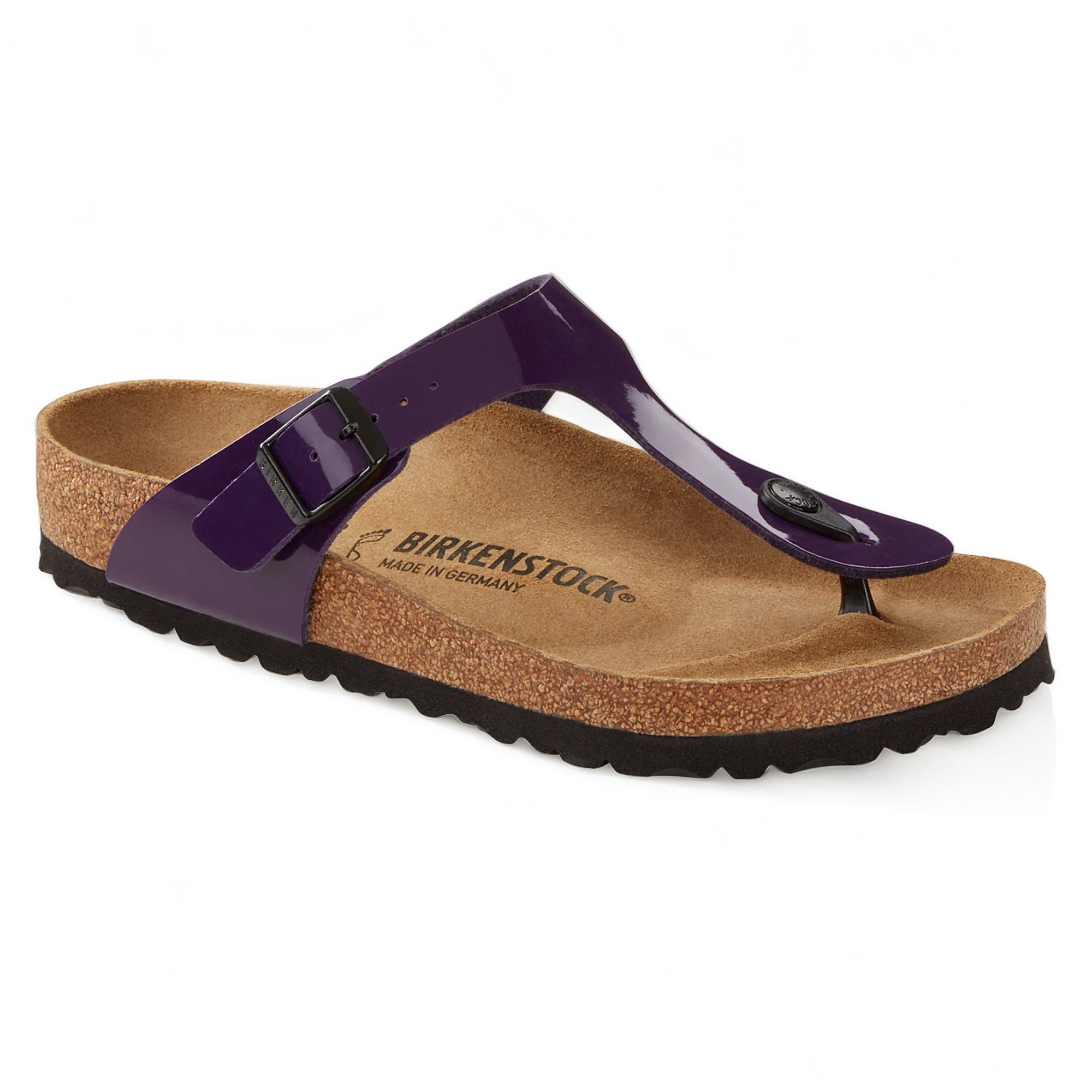 Birkenstock Arizona Gizeh Plum Purple Patent Sandals Slides Thongs BF New