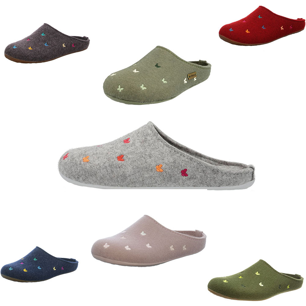 Haflinger Everest Farfalline Felt Clogs Mules Slippers House Shoes Butterfly Indoor - Bartel-Shop