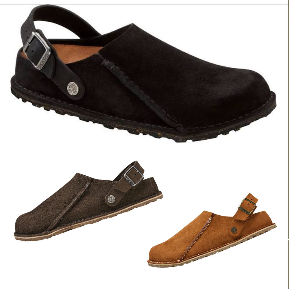 Birkenstock Lutry Premium Suede Leather Clogs Mules adult Slippers Black Brown - Bartel-Shop