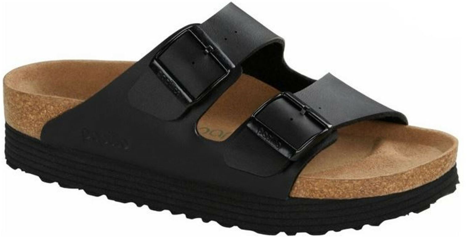 Birkenstock Arizona Vegan Plateau Platform Mocca White Black Sandals Slides High - Bartel-Shop