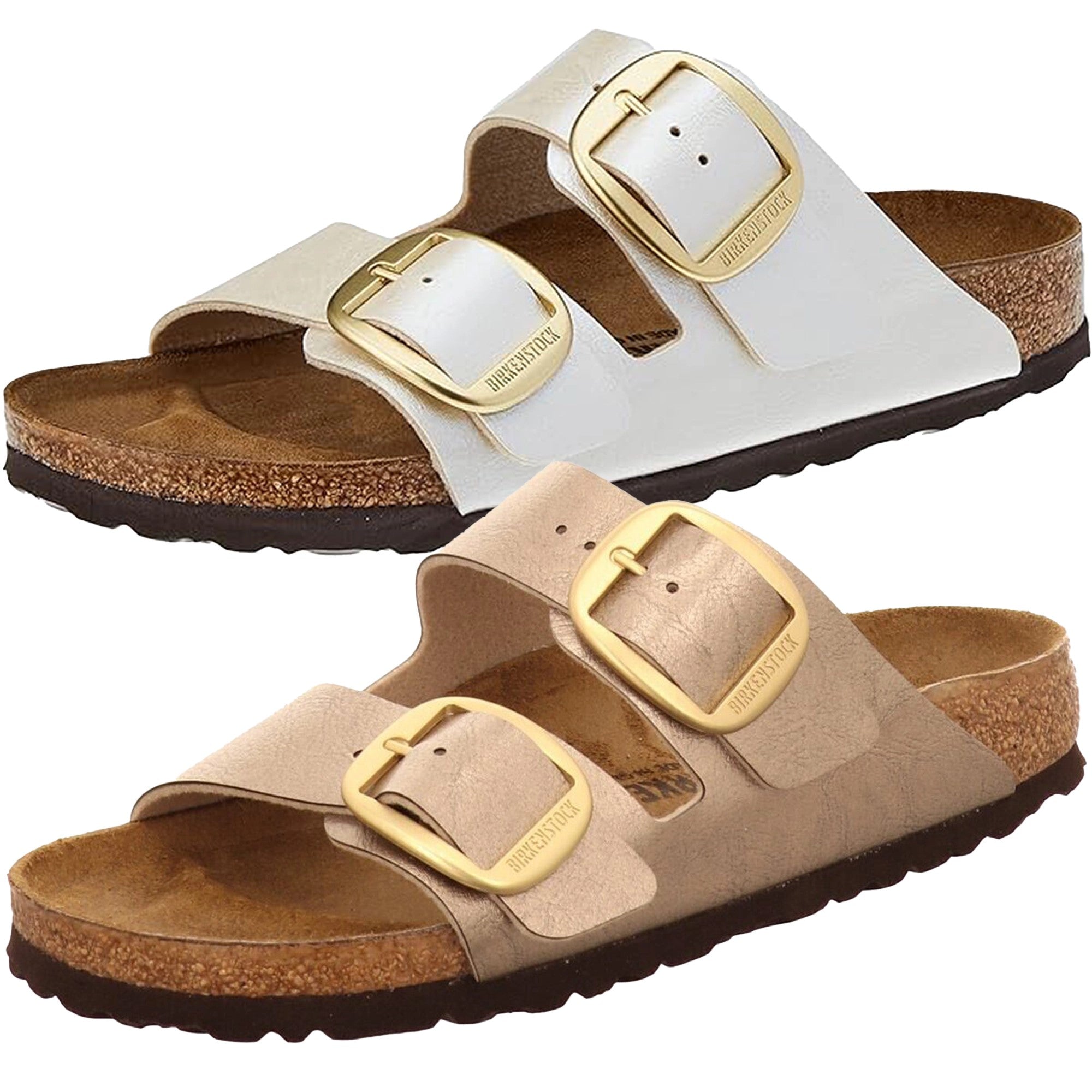 Birkenstock Arizona Big Buckle BF Graceful Taupe Pearl White Sandals Slides women