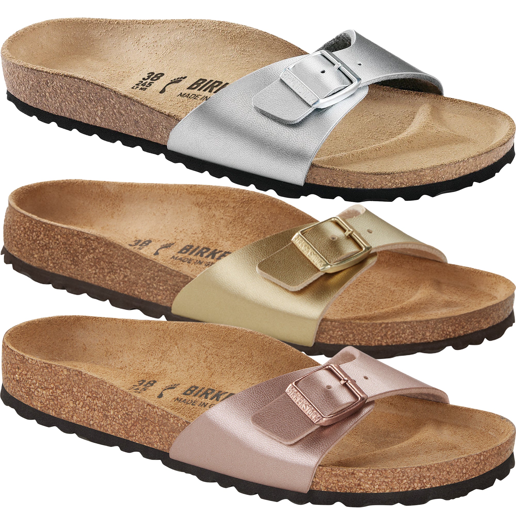 Birkenstock Madrid BF Copper Silver Gold Sandals Slides Mules Slippers