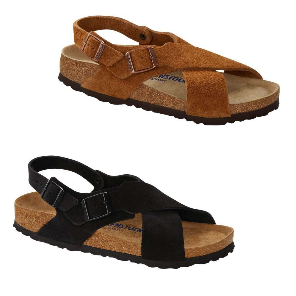 Birkenstock Tulum Mink Black Suede VL Leather SFB Slingback Ankle Strap Sandals New - Bartel-Shop