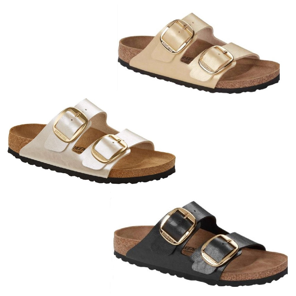 Birkenstock Arizona Big Buckle Graceful Pearl White Licorice Sandals Slides Mules NEW - Bartel-Shop