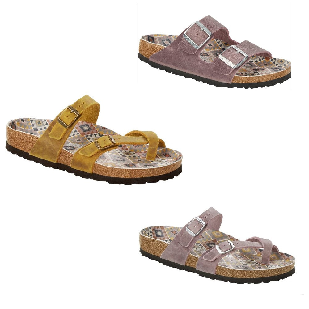 Birkenstock Mayari Arizona Ethno Lavender Blush Ochre Leather New Sandals Slides Thongs Mules Slippers - Bartel-Shop